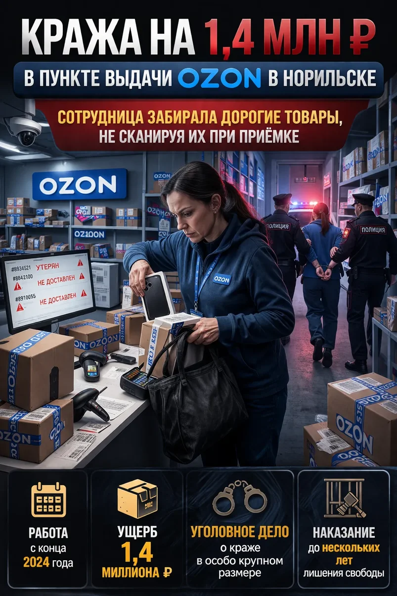 Кража на 1,4 млн в ПВЗ Ozon Норильск.webp